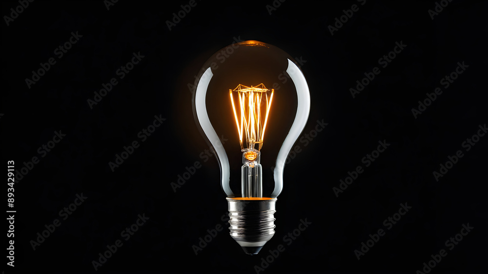 Image of a light bulb on a black background Image of a light bulb on a black background
