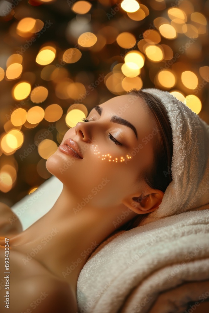 model woman enjoy spa salon procedure, spa salon background, bokeh, relaxed atmosphere model woman enjoy spa salon procedure, spa salon background, bokeh, relaxed atmosphere