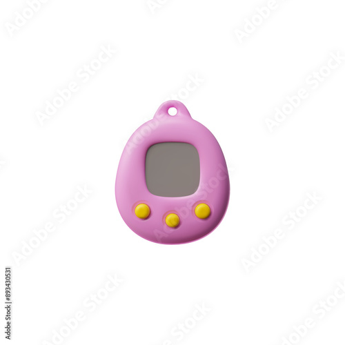 3D vector of retro digital Tamagotchi pet with buttons, an egg-shaped display