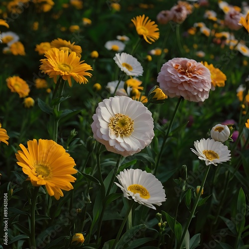 Write a haiku or a series of poems that capture the essence of different flowers in a garden. photo