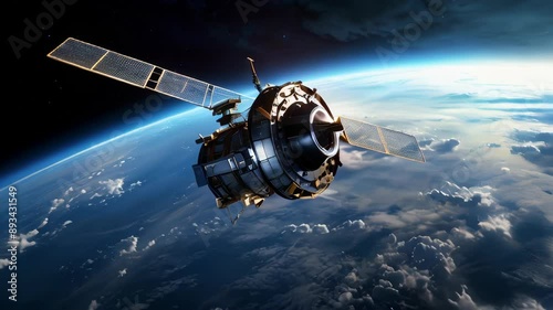 Wallpaper Mural High-resolution image of a satellite orbiting Earth, showcasing advanced technology and the vastness of space.  Torontodigital.ca