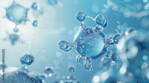 Wallpaper Mural Intricate 3D visualization of interconnected water molecules, concept of chemistry and molecular structure Torontodigital.ca