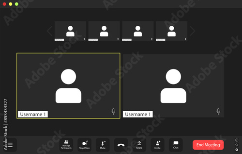 Video conference user interface, video conference calls window overlay.