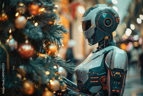 A robot android dressing up...