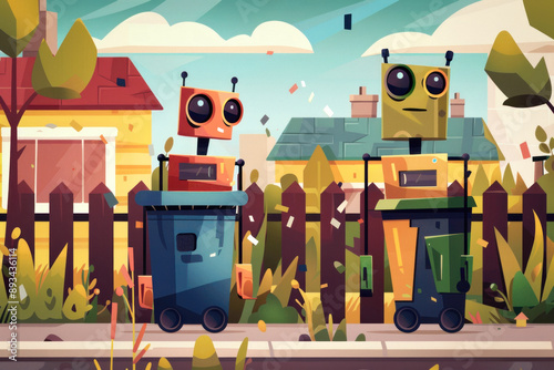 A robot android taking out ...