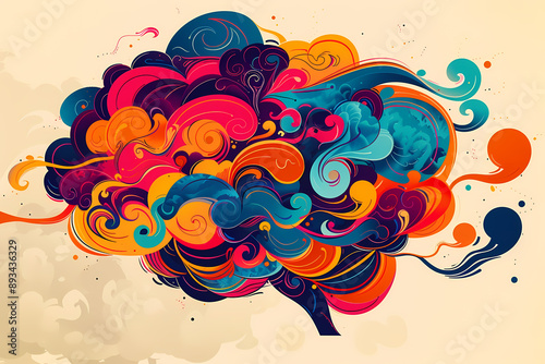 Abstract colorful brain illustration photo