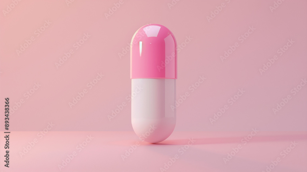 Tablet capsule on a pink background. Cute 3d rendering realistic illustration of abstract medical technology. Tablet capsule on a pink background. Cute 3d rendering realistic illustration of abstract medical technology.