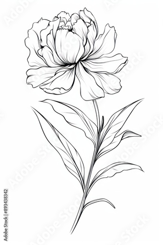 Beautiful flower sketch drawing plant.