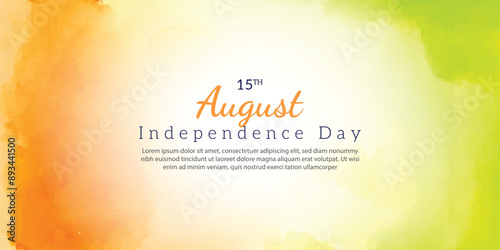 Watercolor 15 august Indian independence day banner design, watercolor background , vector file, 