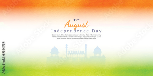 Watercolor 15 august Indian independence day banner design, watercolor background , vector file, 