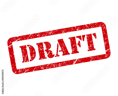 Draft stamp symbol, label sticker sign button, text banner vector illustration