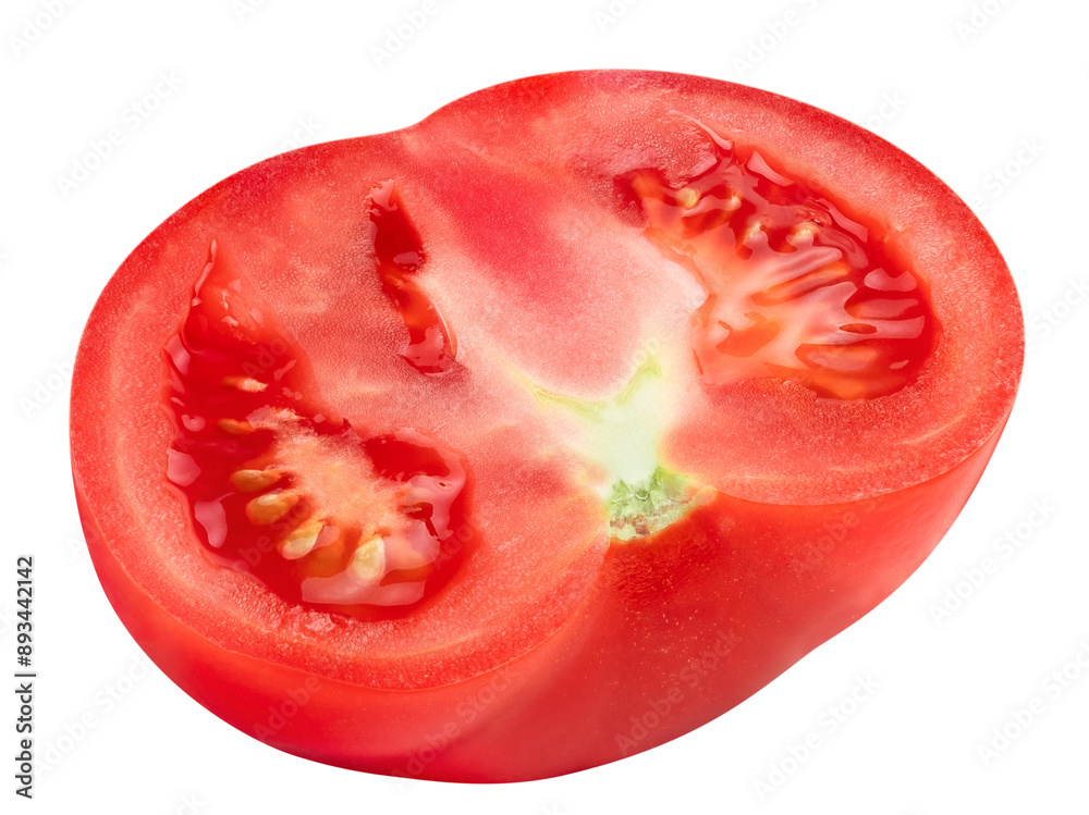 Tomato vegetable isolated on white or transparent background. One cut half of tomato Tomato vegetable isolated on white or transparent background. One cut half of tomato