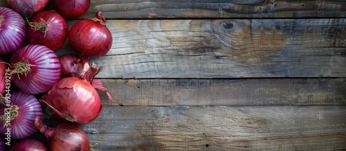 Red onions arranged beautif...