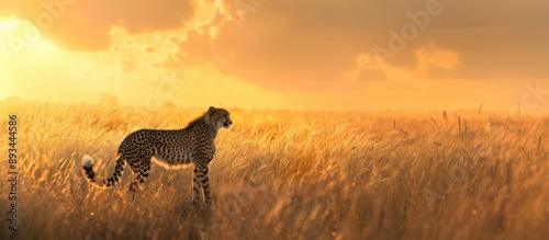 A cheetah in the savannah a...