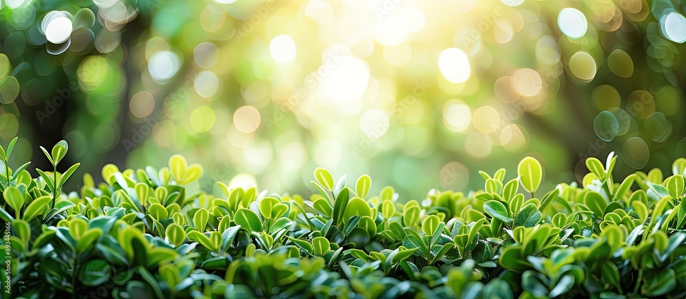 Obraz premium Lush green garden background with bokeh effect ideal for copy space image