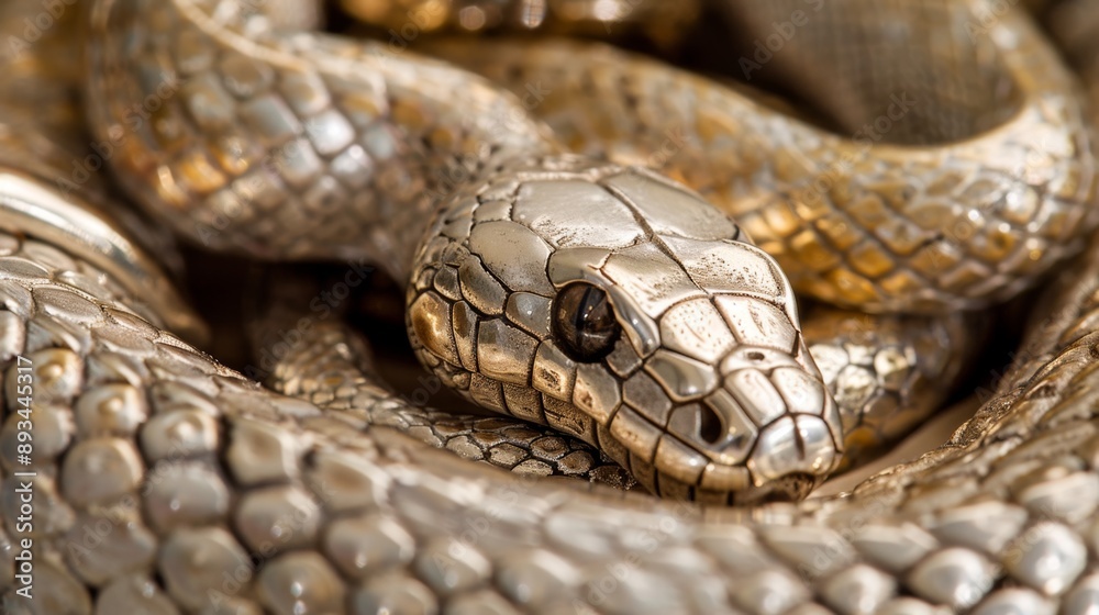 Majestic Serpent: Close-Up of Golden Scaled Snake in Natural Habitat Majestic Serpent: Close-Up of Golden Scaled Snake in Natural Habitat