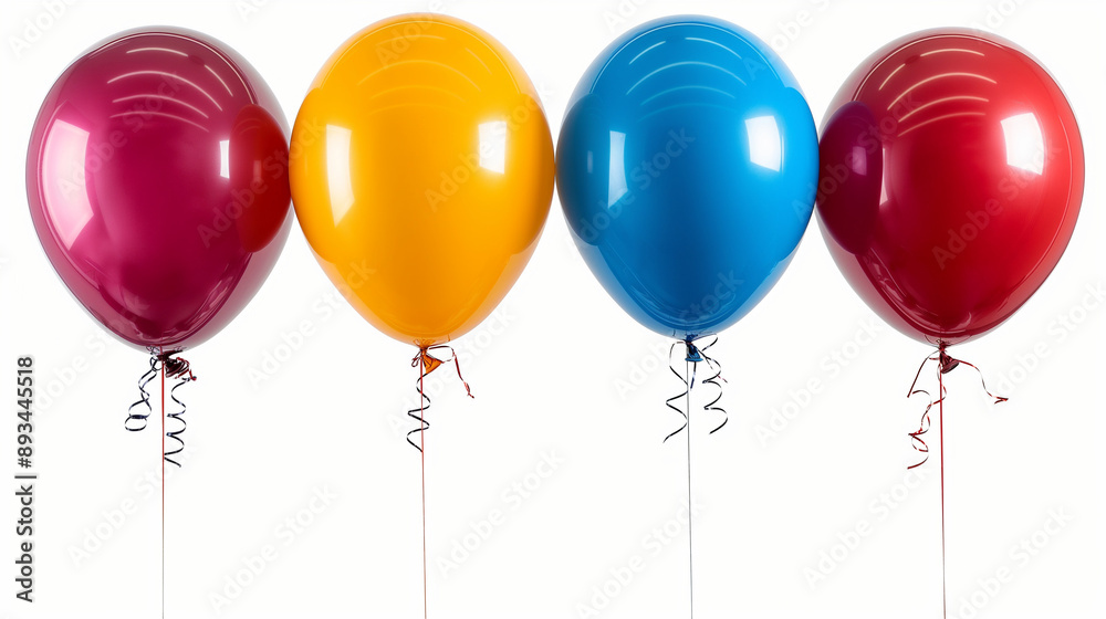 Realistic metallic balloon set isolated on transparent background. Flying glossy metallic helium air balloons for birthday, event, party, celebrate anniversary, wedding.