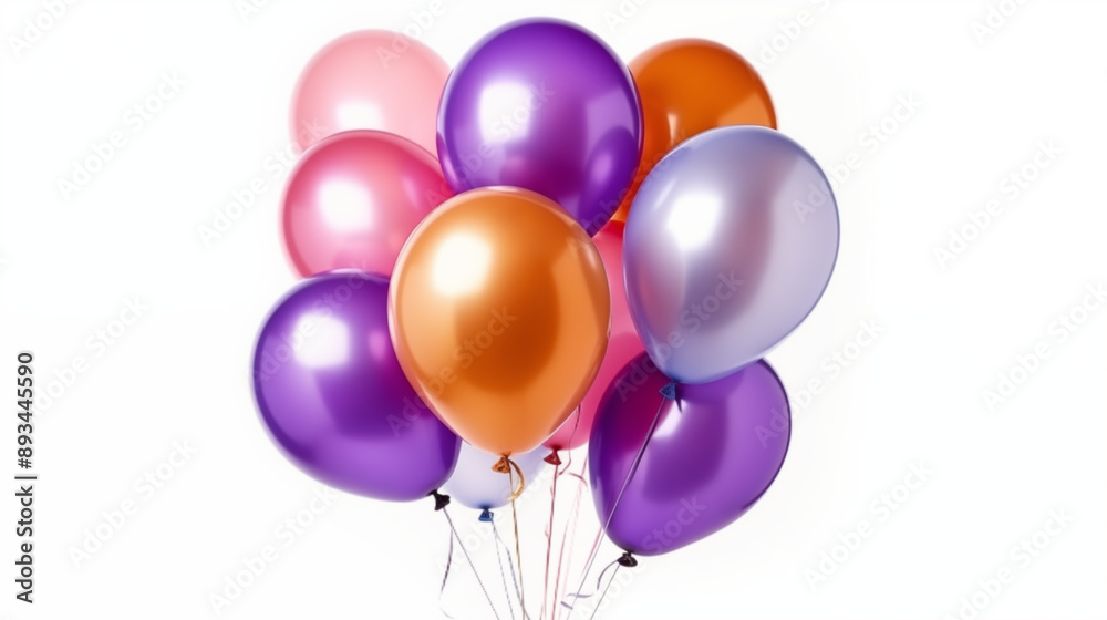 Set of multicolored helium balloons with clipping path. Element of decorations for Birthday party, wedding or festival. Set of multicolored helium balloons with clipping path. Element of decorations for Birthday party, wedding or festival.