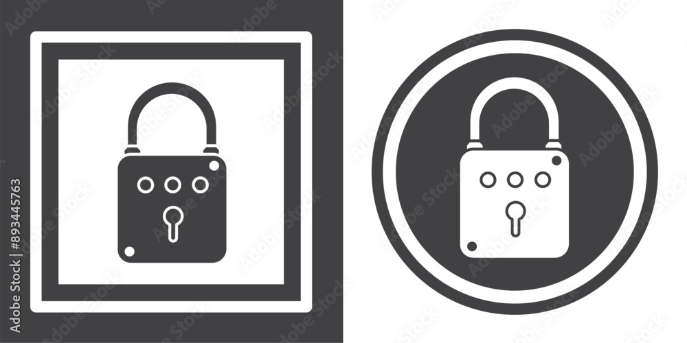 Vector. Padlock symbol. Black and white icon symbol design in flat. Vector. Padlock symbol. Black and white icon symbol design in flat.