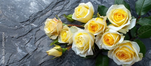 Yellow and white roses show...