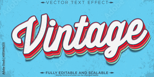 Retro, vintage text effect, editable 70s and 80s text style