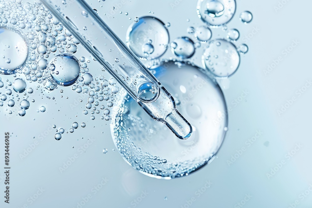 Macro Shot of Liquid Dropper and Bubbles