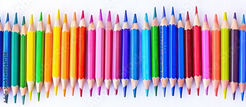Rainbow color pencils on a ...