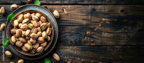 A plate of pistachios on a ...