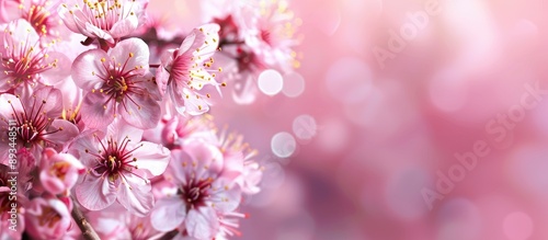 Blooming cherry blossoms with a beautiful background of a copy space image