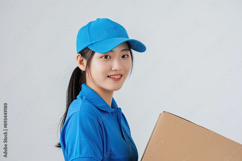 Happy Delivery Woman with Package Happy Delivery Woman with Package