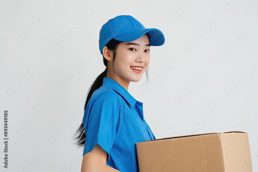 Happy Delivery Woman with Package