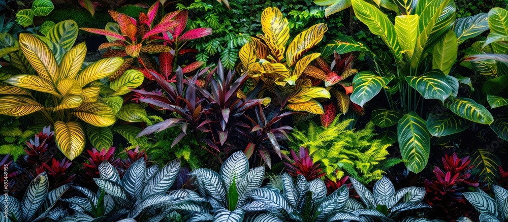 Front yard featuring stunning foliage plants with distinct patterns perfect for a copy space image Front yard featuring stunning foliage plants with distinct patterns perfect for a copy space image