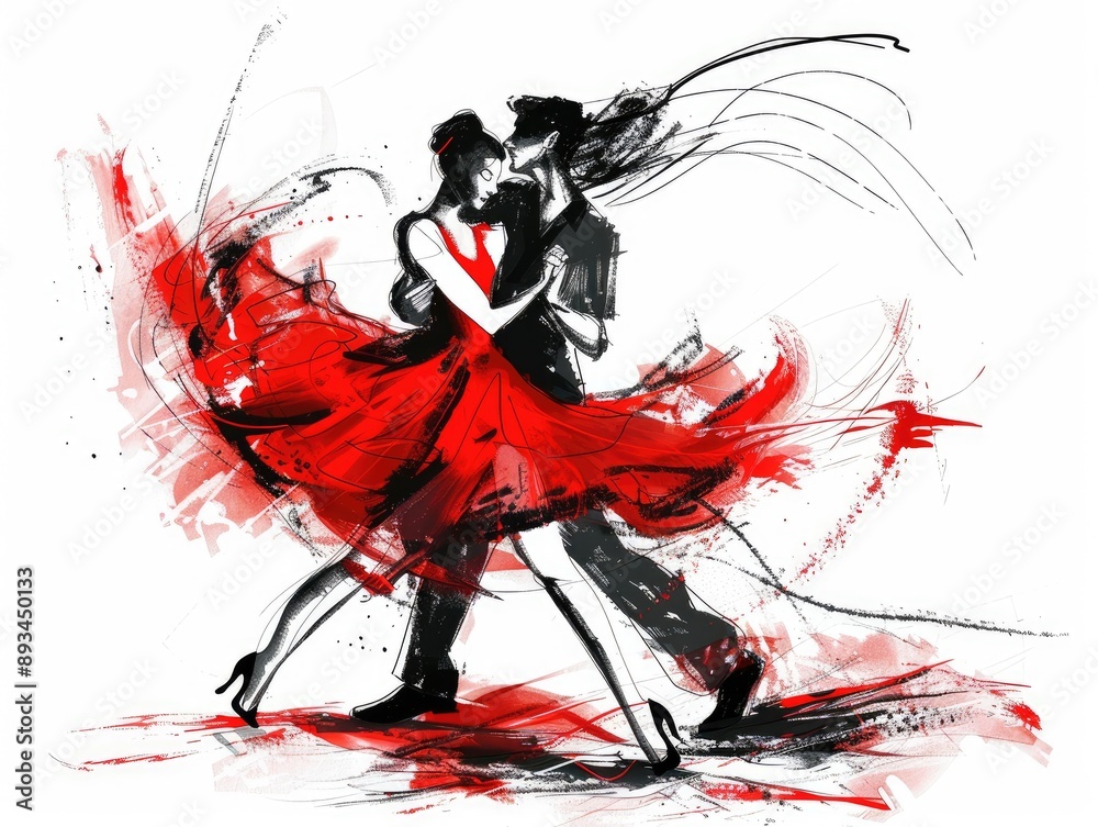 Obraz premium Dramatic Tango Dance Illustration