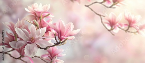 Blooming pink magnolia in a...