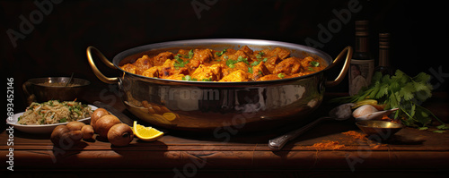 Indian cuisine meat chicke korma. photo