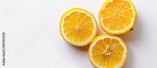 Sliced yuzu a small citrus ...
