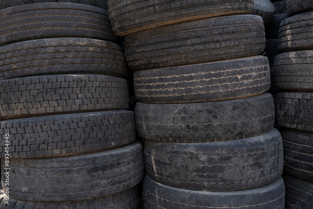 Scrap car tires at the recycling center Scrap car tires at the recycling center