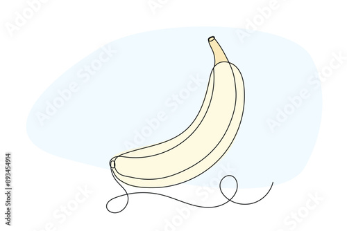Line Art Banana Illustration. Curve Continuous Line Doodle Art. Editable Black Outline Banana Fruit Silhouette Line Ink. Hand Drawn Black Outline Silhouette Banana Contour Continuous Line Element	