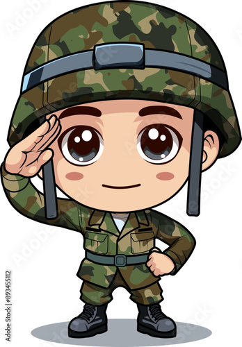 Saluting Soldier Cartoon Vector illustrator