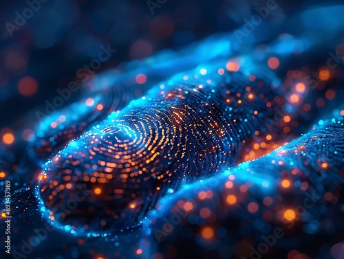 Wallpaper Mural Abstract 3d render of glowing lines of human fingers print Torontodigital.ca