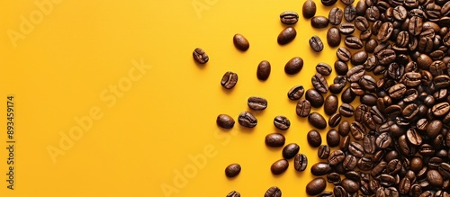 Yellow background with coff...