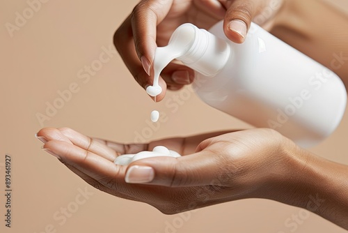 Hands Pouring Lotion from Bottle