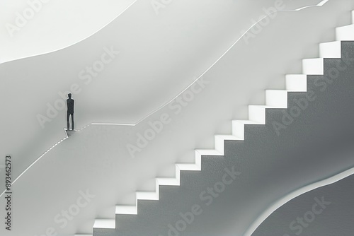 Minimalist Steps with Silhouette Figure