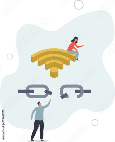Digital disconnect and exit internet technology for detox.flat design.illustration with people.