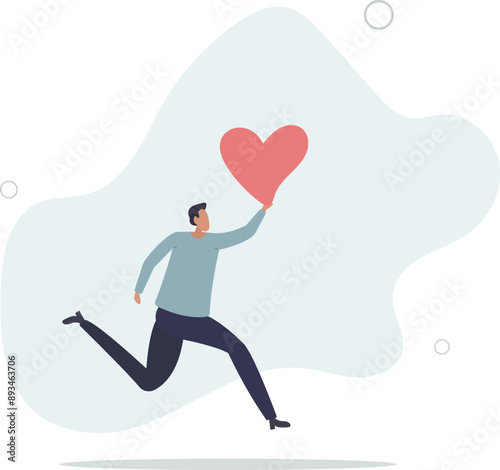 Satisfied man user and follower with positive feedback. Social media web concept.flat design.illustration with people.