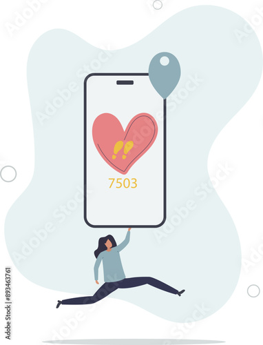 Mobile pedometer concept. Applications and programs for athlete. Active lifestyle, calorie count, weight loss.flat design.illustration with people.