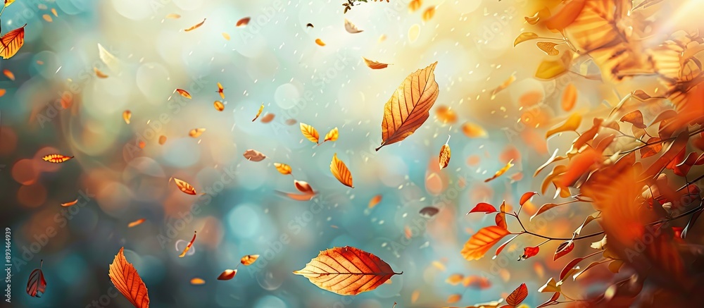 Foliage drifting gently in an autumn breeze, creating a serene and picturesque scene for the copy space image. Foliage drifting gently in an autumn breeze, creating a serene and picturesque scene for the copy space image.