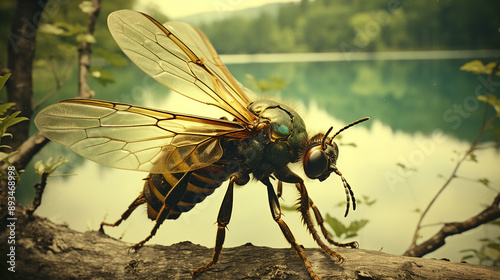 Glowing Brown Alien Wasp Wet Plate Photo