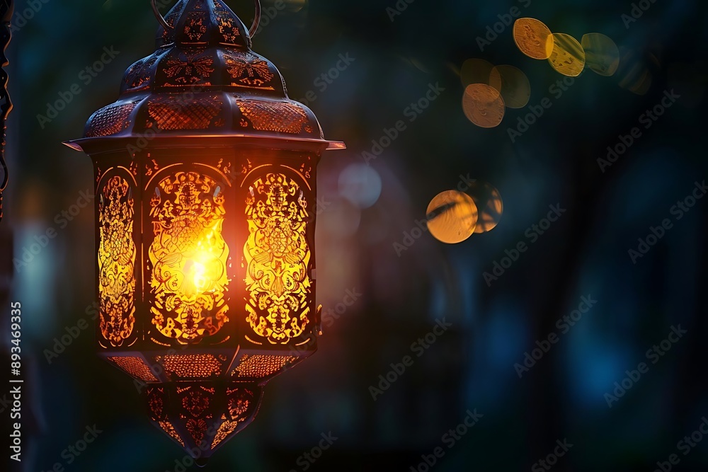 Ornate Lantern With Warm Light Illustration Ornate Lantern With Warm Light Illustration