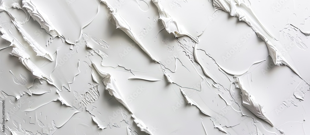 Obraz premium Wall with abstract white paint strokes for an artsy background, suitable for a copy space image.